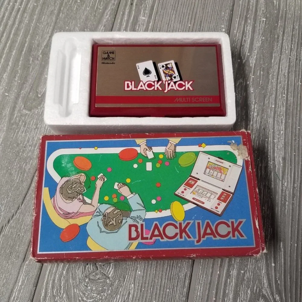 Vintage Nintendo Game & Watch Black Jack Handheld 1985 BJ-60 w/ Box + Manual